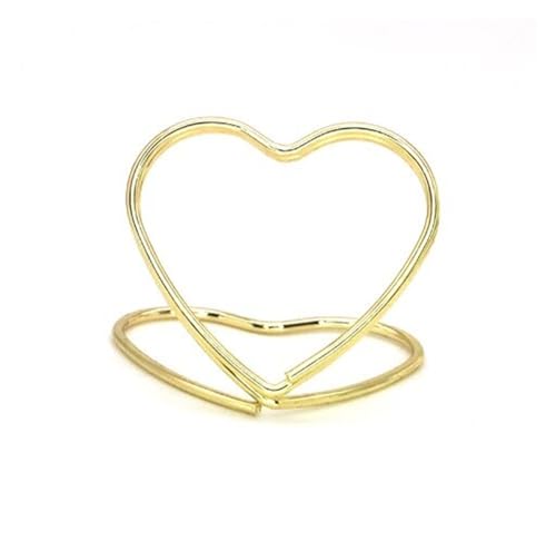 YGMNQAL Tischkartenhalter 10 Stück, Tischnummernhalter in Herzform – Tischkartenhalter aus Metall for Hochzeiten, Geburtstage, Abschlussfeiern, als Dekoration und als Partygeschenk(Gold 10pcs) von YGMNQAL
