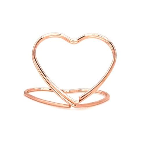 YGMNQAL Tischkartenhalter 10 Stück, Tischnummernhalter in Herzform – Tischkartenhalter aus Metall for Hochzeiten, Geburtstage, Abschlussfeiern, als Dekoration und als Partygeschenk(Rose Gold 10pcs) von YGMNQAL