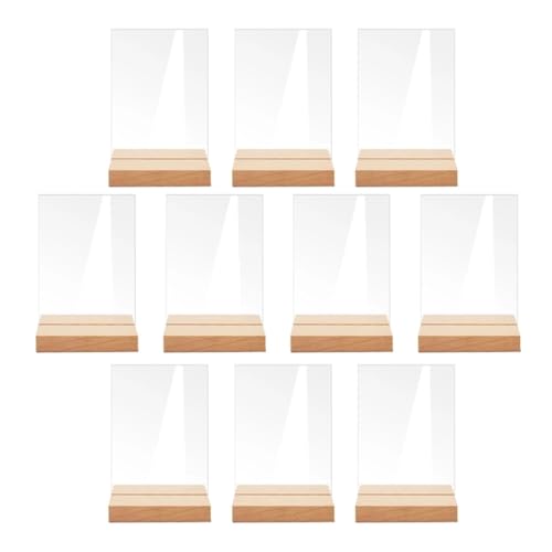 YGMNQAL Tischkartenhalter 10 stücke Tisch Schilderhalter mit Holzsockel Blank Klar Hochzeit Schild Nummer Tischkartenhalter Display-ständer for Bar(BT054) von YGMNQAL