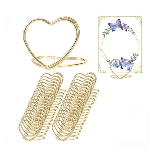 YGMNQAL Tischkartenhalter 20 Stück Tischkartenhalter aus Metall, Foto-Clip-Ständer, Tischnummern-Namensschildständer for Hochzeit, Geburtstag, Party, Heimdekoration(Gold) von YGMNQAL