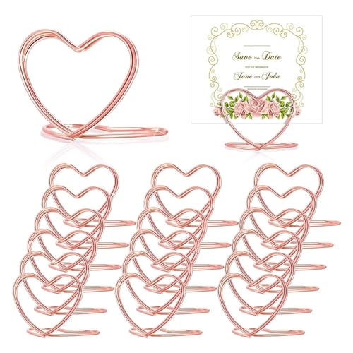 YGMNQAL Tischkartenhalter 20 Stück Tischkartenhalter aus Metall, Foto-Clip-Ständer, Tischnummern-Namensschildständer for Hochzeit, Geburtstag, Party, Heimdekoration(Rose Gold) von YGMNQAL