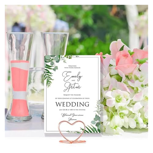 YGMNQAL Tischkartenhalter 20 stücke Herzform Metall Foto Clip Ständer Hochzeit Tischnummer Name Platzkartenhalter for Geburtstagsparty Tisch Zeichen Dekor(20Pcs Cards) von YGMNQAL