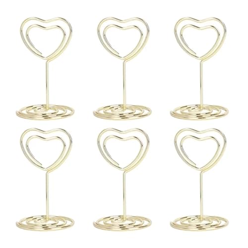 YGMNQAL Tischkartenhalter 24/1 STÜCKE Metall Tischkartenhalter Foto Clip Ständer Hochzeit Tischnummer Namensschild Ständer Geburtstagsparty Home Dekoration Lieferungen(Love,12PCS) von YGMNQAL