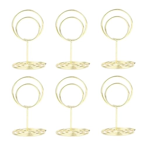 YGMNQAL Tischkartenhalter 24/1 STÜCKE Metall Tischkartenhalter Foto Clip Ständer Hochzeit Tischnummer Namensschild Ständer Geburtstagsparty Home Dekoration Lieferungen(Round,12PCS) von YGMNQAL