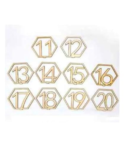 YGMNQAL Tischkartenhalter Hochzeit Holz Tisch Nummer Mit Stand Basis Platz Halter Decor Karten Willkommen Zeichen 10 stücke Antike Party Catering Dekoration(11-20) von YGMNQAL