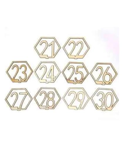 YGMNQAL Tischkartenhalter Hochzeit Holz Tisch Nummer Mit Stand Basis Platz Halter Decor Karten Willkommen Zeichen 10 stücke Antike Party Catering Dekoration(21-30) von YGMNQAL