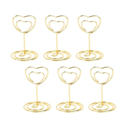 YGMNQAL Tischkartenhalter Tischkartenhalter aus Metall, Foto-Clip-Ständer, Tischnummern-Namensschild-Ständer for Hochzeit, Geburtstag, Party, Heimdekoration, 10 Stück(Gold Heart) von YGMNQAL
