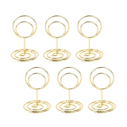 YGMNQAL Tischkartenhalter Tischkartenhalter aus Metall, Foto-Clip-Ständer, Tischnummern-Namensschild-Ständer for Hochzeit, Geburtstag, Party, Heimdekoration, 10 Stück(Gold Round) von YGMNQAL