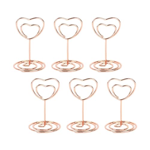 YGMNQAL Tischkartenhalter Tischkartenhalter aus Metall, Foto-Clip-Ständer, Tischnummern-Namensschild-Ständer for Hochzeit, Geburtstag, Party, Heimdekoration, 10 Stück(Rose Gold Heart) von YGMNQAL