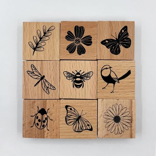 9 Stück Vintage Holz Gummistempel Schmetterling Vogel Marienkäfer und Pflanze Retro Dekorativ Montiert Holz Gummi Stempel Set für DIY Kunst und Handwerk Journals Scrapbooking 9 Stück Vintage Holz Gummistempel Schmetterling Vogel Marienkäfer und Pflanze Retro Dekorativ Montiert Holz Gummi Stempel Set für DIY Kunst und Handwerk Journals Scrapbooking von YGONTAK