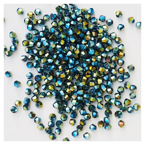 100 Stück 4 mm österreichische Doppelkegel-Kristallperlen for die Schmuckherstellung, DIY-Zubehör, facettierte Glas-Abstandshalter(Color-13) von YGSGJSP