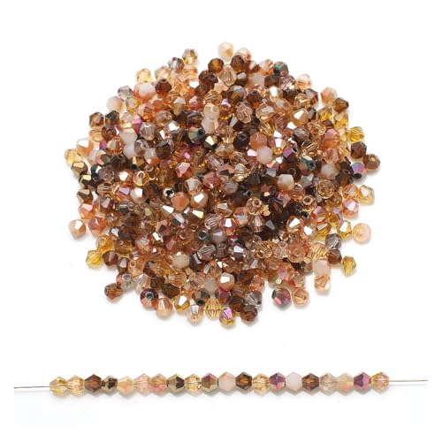 200 Stück mehrfarbige AB-facettierte Glasperlen, Doppelkegel, for Schmuckherstellung, Kristall, lose, DIY-Armband, Halskette(Brown) von YGSGJSP