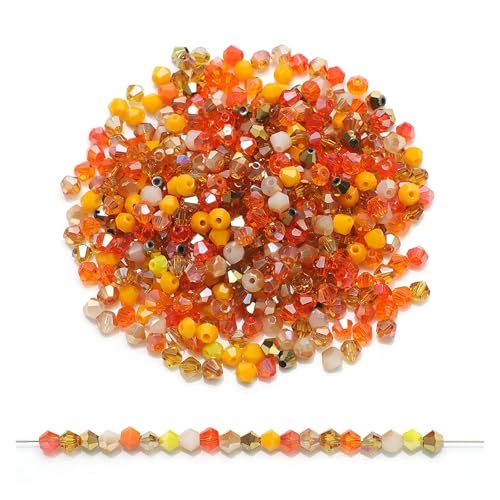 200 Stück mehrfarbige AB-facettierte Glasperlen, Doppelkegel, for Schmuckherstellung, Kristall, lose, DIY-Armband, Halskette(Orange) von YGSGJSP