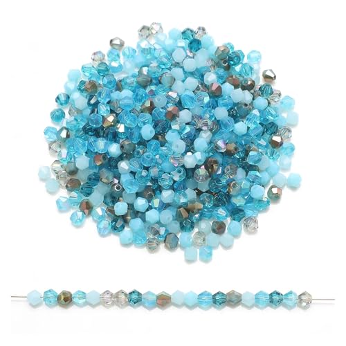 200 Stück mehrfarbige AB-facettierte Glasperlen, Doppelkegel, for Schmuckherstellung, Kristall, lose, DIY-Armband, Halskette(SKY BLUE) von YGSGJSP
