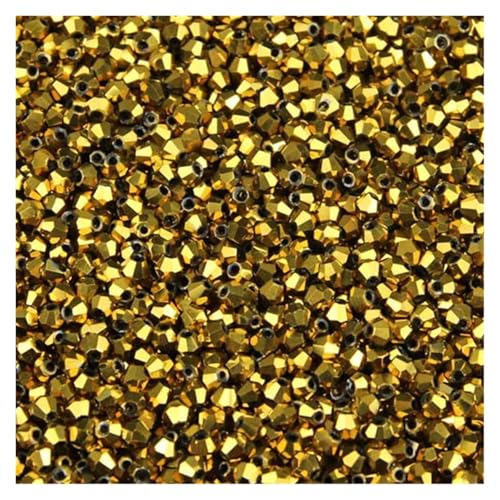 200 stücke Doppelkegel Kristalle Lose Perlen Ball Versorgung Oberfläche Farbe Beschichtung Armband Halskette Schmuck Machen(3107 Golden) von YGSGJSP