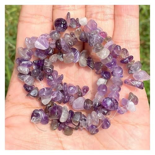 Chips Steinperlen Unregelmäßiger Kies Amethysten Granat for Schmuckherstellung DIY Armband Halskette Zubehör(Amethysts,5-8mm 16inches) von YGSGJSP
