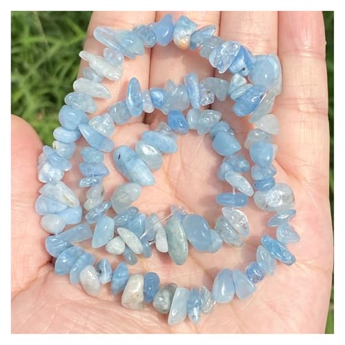 Chips Steinperlen Unregelmäßiger Kies Amethysten Granat for Schmuckherstellung DIY Armband Halskette Zubehör(Light Blue,5-8mm 16inches) von YGSGJSP