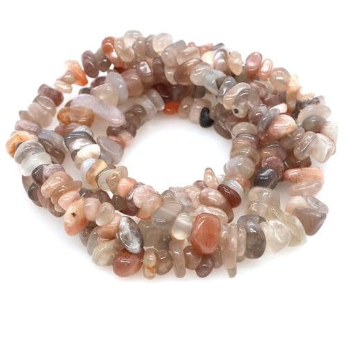 FloatingBeads Kristallsplitter, unregelmäßiger Kies, gebohrte Lochperle for die Schmuckherstellung, DIY-Armband, Halskette(Orange Moonstone,10pcs(approx.16IN)) von YGSGJSP