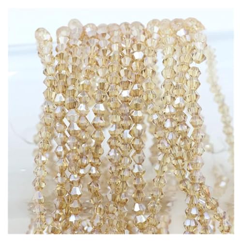 Glas-Doppelkegel-Perlen, Bastelmaterial, facettierte Kristall-lose Abstandshalterperlen for die DIY-Herstellung von Schmuckzubehör(Amber glod,2mm 180pcs) von YGSGJSP