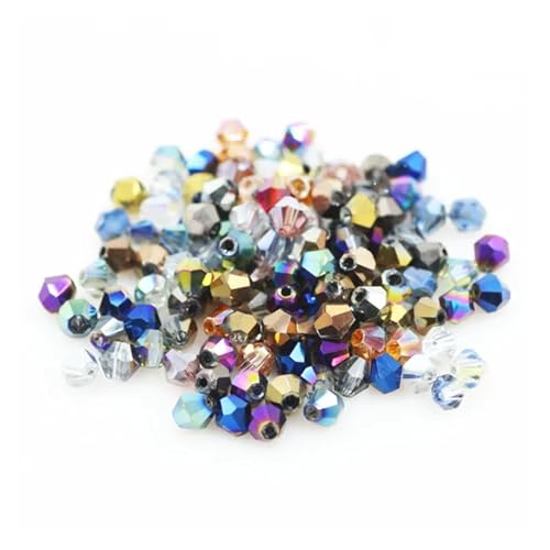 Glas-Doppelkegel-Perlen, Bastelmaterial, facettierte Kristall-lose Abstandshalterperlen for die DIY-Herstellung von Schmuckzubehör(DDHS,6mm 40pcs) von YGSGJSP