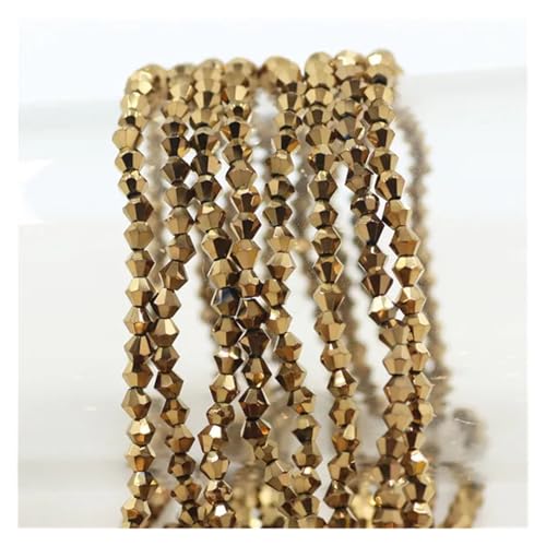 Glas-Doppelkegel-Perlen, Bastelmaterial, facettierte Kristall-lose Abstandshalterperlen for die DIY-Herstellung von Schmuckzubehör(Gold,4.0mm 85pcs) von YGSGJSP