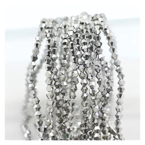 Glas-Doppelkegel-Perlen, Bastelmaterial, facettierte Kristall-lose Abstandshalterperlen for die DIY-Herstellung von Schmuckzubehör(Sliver,3.0mm 120pcs) von YGSGJSP