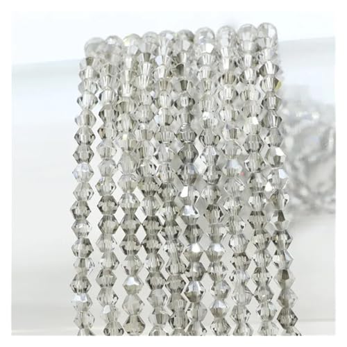 Glas-Doppelkegel-Perlen, Bastelmaterial, facettierte Kristall-lose Abstandshalterperlen for die DIY-Herstellung von Schmuckzubehör(Translucent gray,6mm 40pcs) von YGSGJSP
