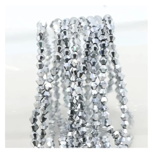 Glas-Doppelkegel-Perlen, Bastelmaterial, facettierte Kristall-lose Abstandshalterperlen for die DIY-Herstellung von Schmuckzubehör(White,6mm 40pcs) von YGSGJSP