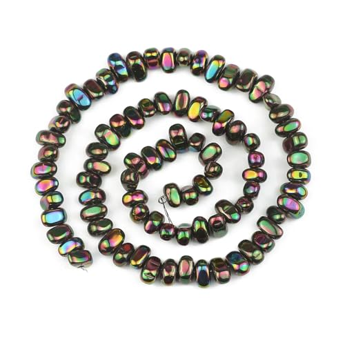 Hämatit Unregelmäßiger Kies Naturstein Spacer Lose Perlen for Schmuckherstellung Armband DIY Finding(Black MultiColor) von YGSGJSP