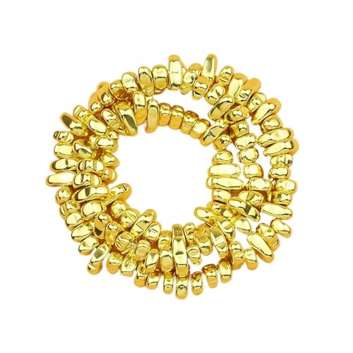 Hämatit Unregelmäßiger Kies Naturstein Spacer Lose Perlen for Schmuckherstellung Armband DIY Finding(Gold02) von YGSGJSP