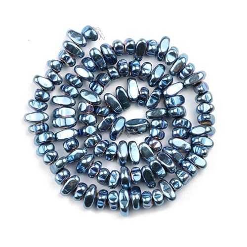 Hämatit Unregelmäßiger Kies Naturstein Spacer Lose Perlen for Schmuckherstellung Armband DIY Finding(Light blue) von YGSGJSP