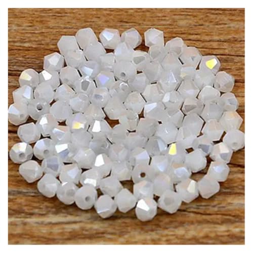 Kristall Tschechische Perlen Doppelkegel Bogen Knoten Schmuck Erkenntnisse Ohrring Glas Armband Halskette Zubehör(White AB) von YGSGJSP