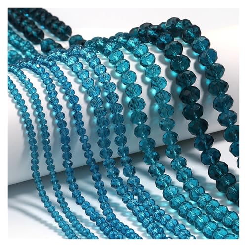 Kristallperlen, Abakus-Rondelle, Glasperlen for DIY-Bastelarbeiten, Perlen, Kleidungsstück-Dekoration, Zubehör(Peacock Blue,10mm about 55pcs) von YGSGJSP