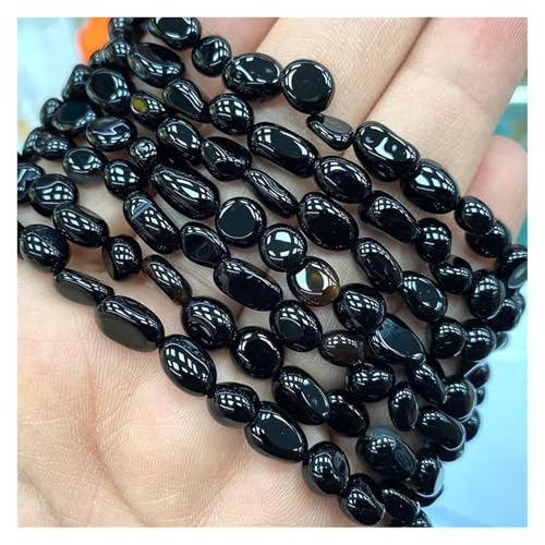 Stein Rot Granat Quarz Unregelmäßigen Kies Edelstein Spacer Perlen for Schmuck Machen DIY Armband Halskette(Black2,15inch 8-10mm) von YGSGJSP