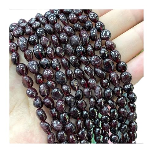 Stein Rot Granat Quarz Unregelmäßigen Kies Edelstein Spacer Perlen for Schmuck Machen DIY Armband Halskette(Color-01,15inch 6-8mm) von YGSGJSP