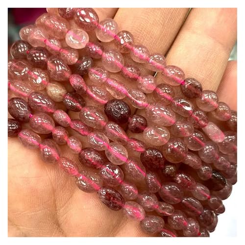 Stein Rot Granat Quarz Unregelmäßigen Kies Edelstein Spacer Perlen for Schmuck Machen DIY Armband Halskette(Color-04,15inch 6-8mm) von YGSGJSP