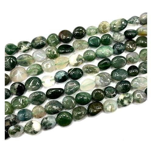 Stein Rot Granat Quarz Unregelmäßigen Kies Edelstein Spacer Perlen for Schmuck Machen DIY Armband Halskette(Grass agate,15inch 8-10mm) von YGSGJSP