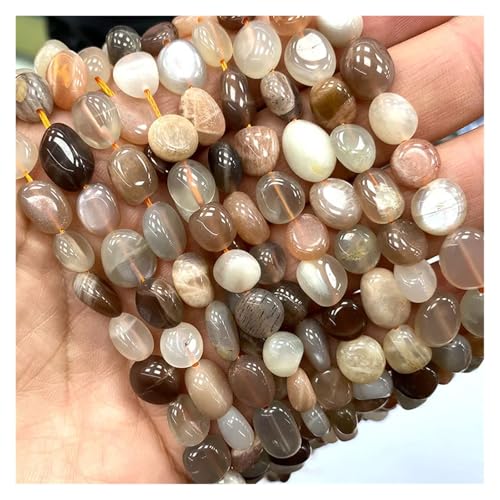 Stein Rot Granat Quarz Unregelmäßigen Kies Edelstein Spacer Perlen for Schmuck Machen DIY Armband Halskette(Mix moonstone,15inch 6-8mm) von YGSGJSP