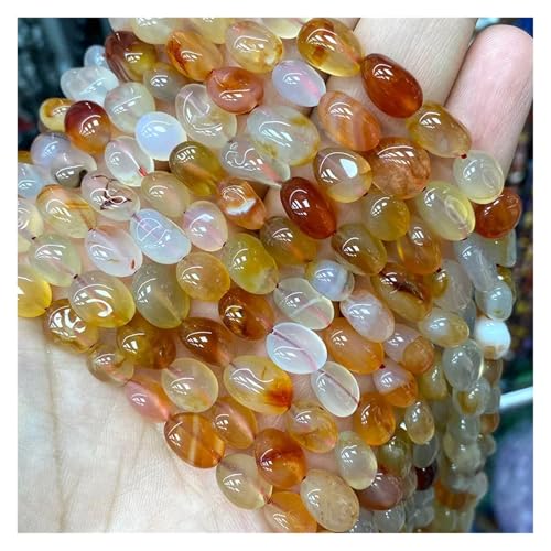Stein Rot Granat Quarz Unregelmäßigen Kies Edelstein Spacer Perlen for Schmuck Machen DIY Armband Halskette(Orange agate,15inch 6-8mm) von YGSGJSP