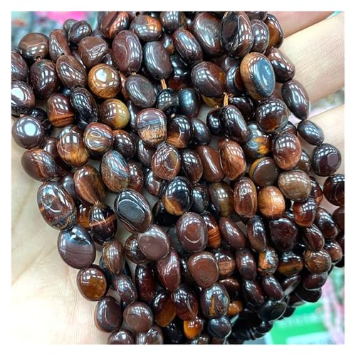Stein Rot Granat Quarz Unregelmäßigen Kies Edelstein Spacer Perlen for Schmuck Machen DIY Armband Halskette(RedTiger eye,15inch 8-10mm) von YGSGJSP