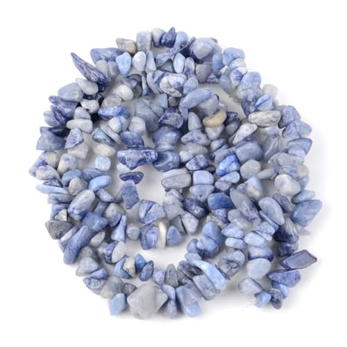 Steinsplitterperlen 3-5-8-12 mm unregelmäßiger Kies zur Schmuckherstellung Freeform DIY Halskette Armband(Blue Spot Stone,8-12mm) von YGSGJSP