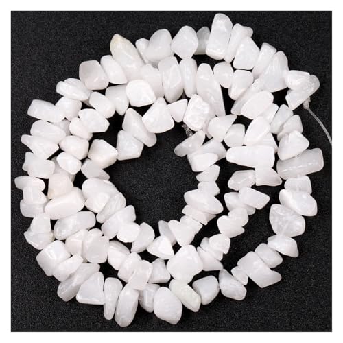Steinsplitterperlen 3-5-8-12 mm unregelmäßiger Kies zur Schmuckherstellung Freeform DIY Halskette Armband(White,8-12mm) von YGSGJSP