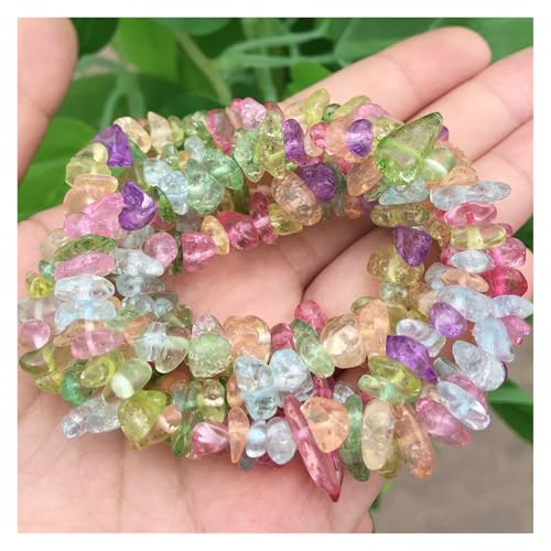 Unregelmäßige Granatsteinperlen, Kiessplitter, lose Abstandshalter for die Schmuckherstellung, DIY-Ohrring-Halsketten-Zubehör(Colorful,3-5mm 16inches) von YGSGJSP