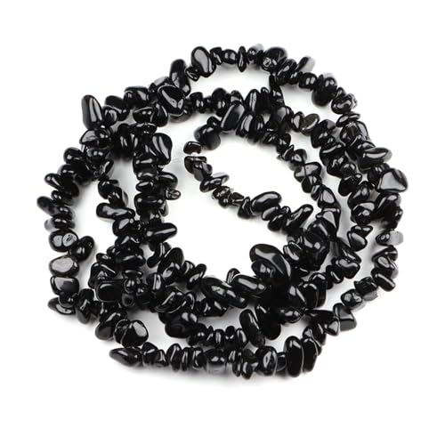 Unregelmäßige Kiesperlen Naturstein Malachit Edelsteinperle for die Schmuckherstellung DIY Halskette Armband 16 Zoll(Black2,10pcs(approx.32IN)) von YGSGJSP