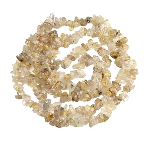 Unregelmäßige Kiesperlen Naturstein Malachit Edelsteinperle for die Schmuckherstellung DIY Halskette Armband 16 Zoll(Quartz Rutilated,5pcs(approx.16IN)) von YGSGJSP
