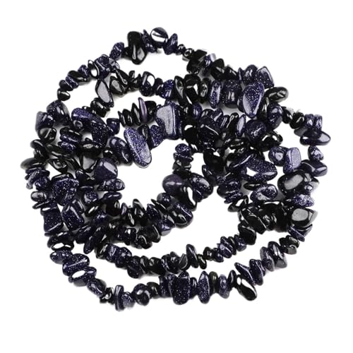 Unregelmäßige Kiesperlen Naturstein Malachit Edelsteinperle for die Schmuckherstellung DIY Halskette Armband 16 Zoll(Syn-Blue Goldstone,10pcs(approx.16IN)) von YGSGJSP