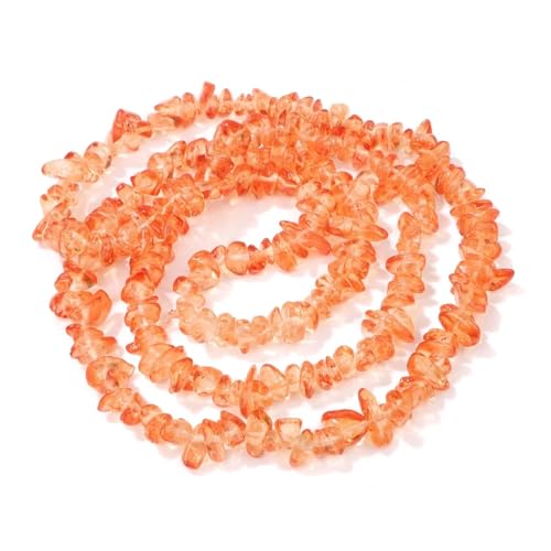 Unregelmäßige Kristallperlen, natürliche Freiform-Kiesquarzperlen, glatter, loser Abstandshalter zur Schmuckherstellung(13.Orange,About 7.5 inch) von YGSGJSP
