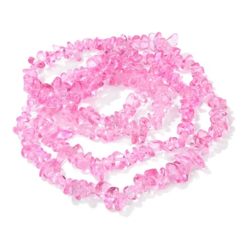 Unregelmäßige Kristallperlen, natürliche Freiform-Kiesquarzperlen, glatter, loser Abstandshalter zur Schmuckherstellung(15.Pink,About 7.5 inch) von YGSGJSP