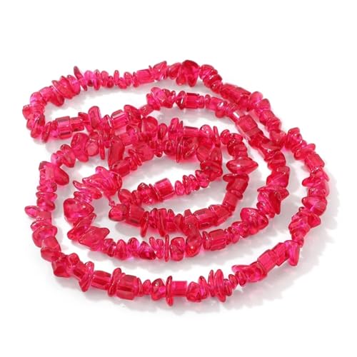 Unregelmäßige Kristallperlen, natürliche Freiform-Kiesquarzperlen, glatter, loser Abstandshalter zur Schmuckherstellung(21.Red,About 7.5 inch) von YGSGJSP