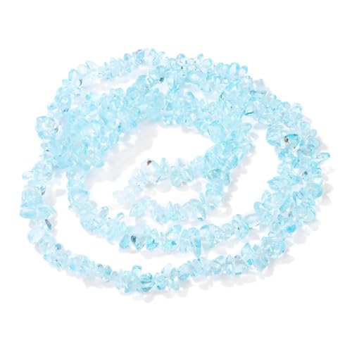 Unregelmäßige Kristallperlen, natürliche Freiform-Kiesquarzperlen, glatter, loser Abstandshalter zur Schmuckherstellung(7.Lake Blue,About 15 inch) von YGSGJSP